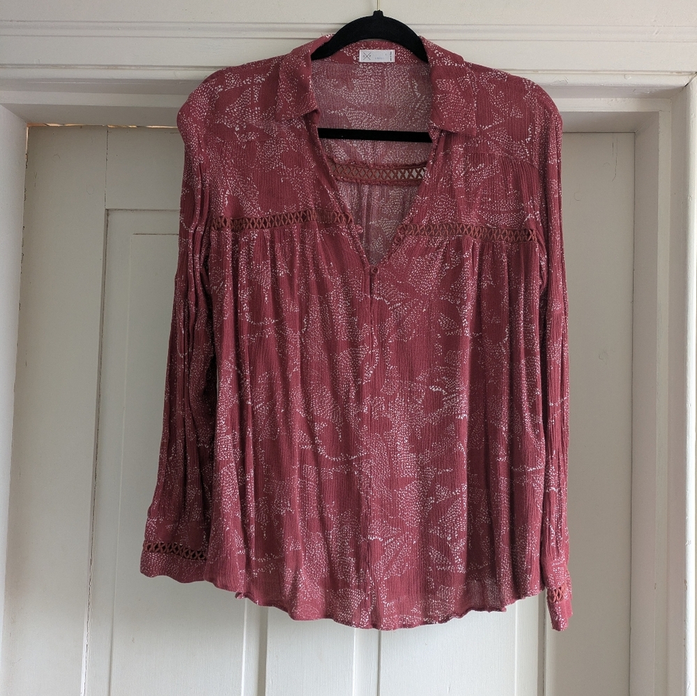 Bohemian Rose Blouse w/Feminine Detail- Small